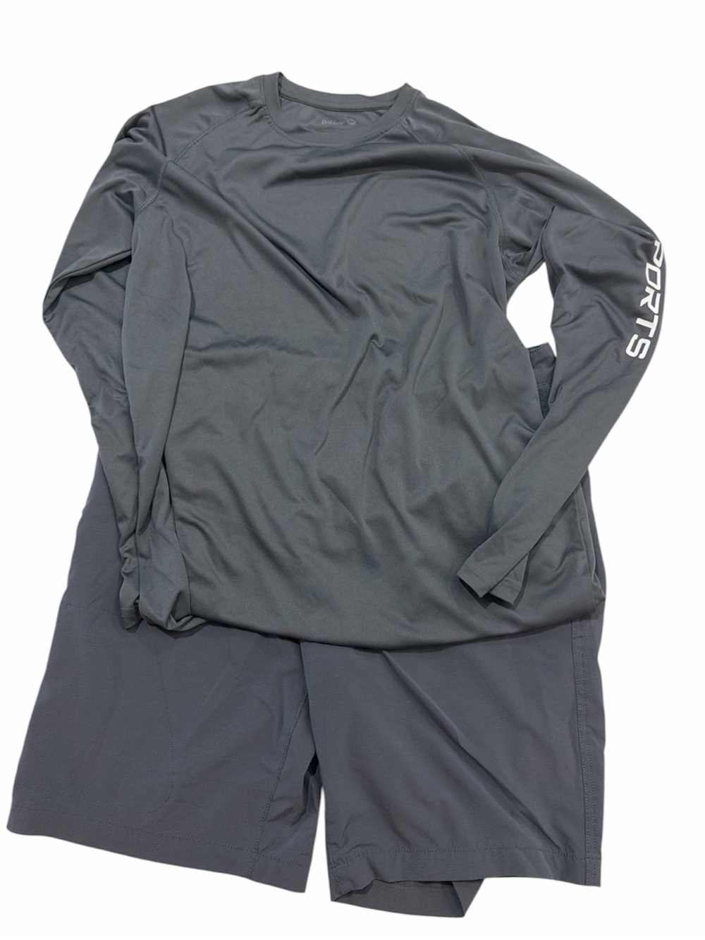 Gray Long Sleeve quick dry Top with Matching hybrid quick dry Shorts size 34